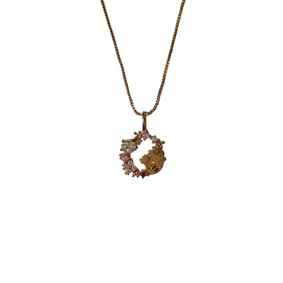Disney Beauty and the Beast Etsy Handmade Gold Jewel Chain Charm Necklace - Picture 1 of 4